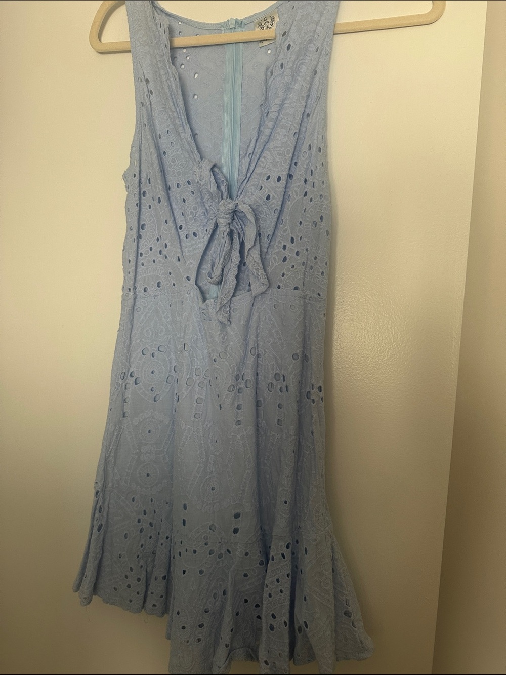 Light Blue Eyelet Tie-Front Sundress